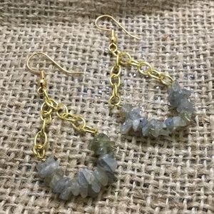 Moon stone chip earrings on chain